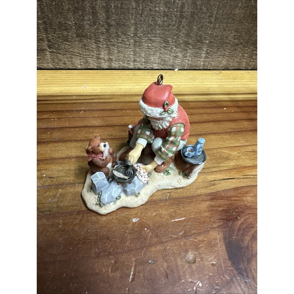 Christmas Ornament GSI Outdoors Camping Campfire Santa Claus Bear Cub In Box